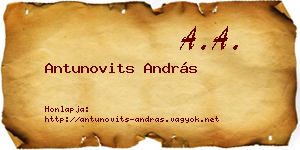 Antunovits András névjegykártya